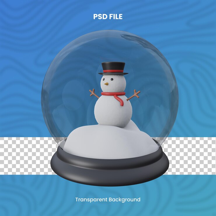 PSD globo de neve 3d renderização ícone ilustração fundo transparente estação de inverno