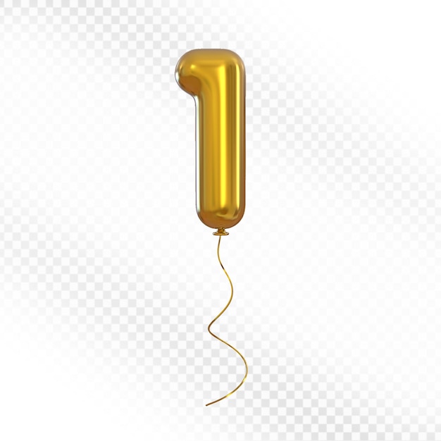 Globo Dorado 3D Número 1