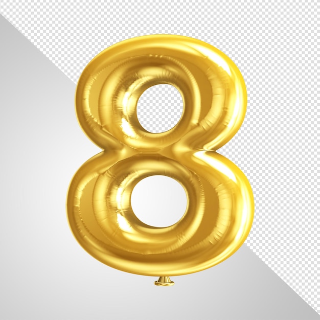 PSD un globo dorado con el número 8 en el centro.