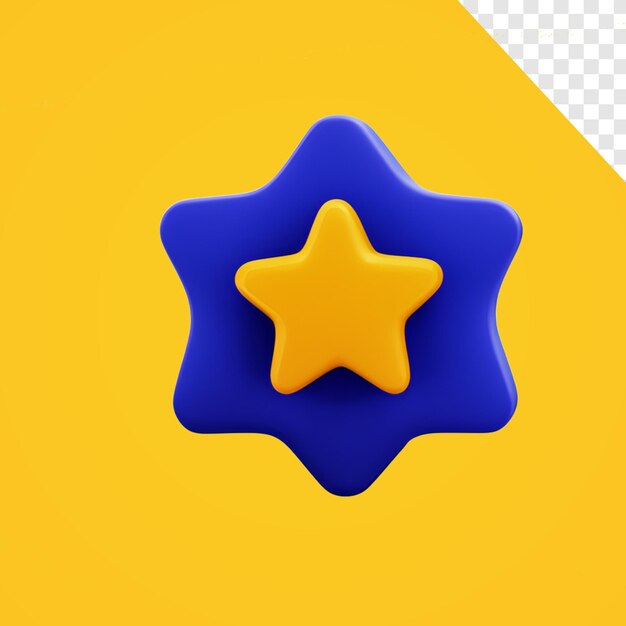 PSD globo estrella con fondo amarillo concepto de verano render 3d