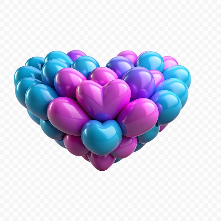 PSD un globo en forma de corazón con las palabras amor en el medio