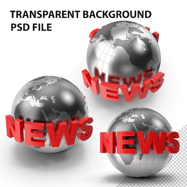 PSD globo gris con texto de noticias png