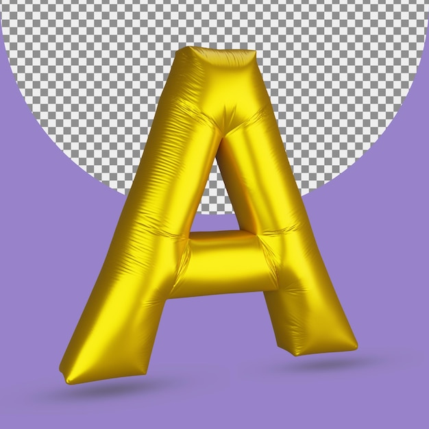 Globo de lámina de oro de realista A letra 3d aislado