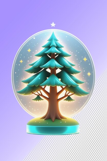 PSD un globo de nieve con un árbol dentro de él