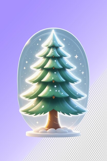 PSD un globo de nieve con un árbol de navidad en él