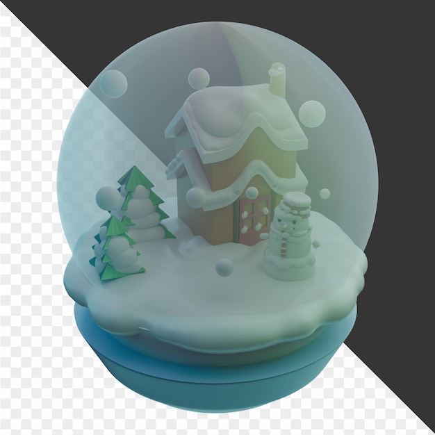 un globo de nieve con una casa en él