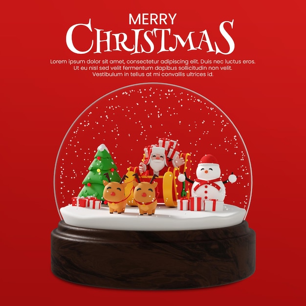 Globo de nieve de Navidad de render 3D