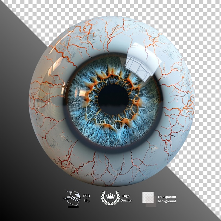 PSD el globo ocular aislado sobre un fondo transparente