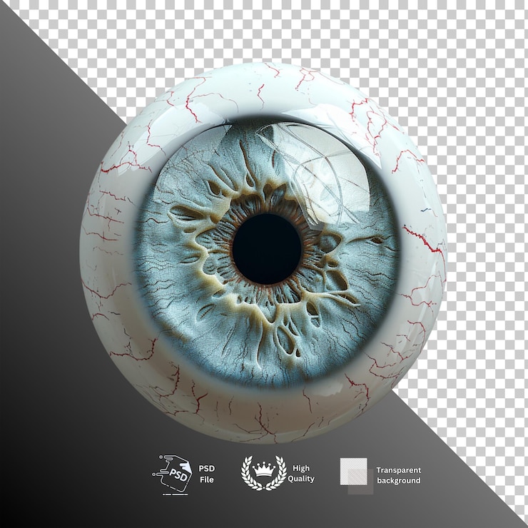 PSD el globo ocular aislado sobre un fondo transparente