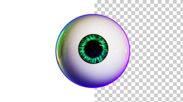 PSD globo ocular de dibujos animados con renderizado 3d de iris verde