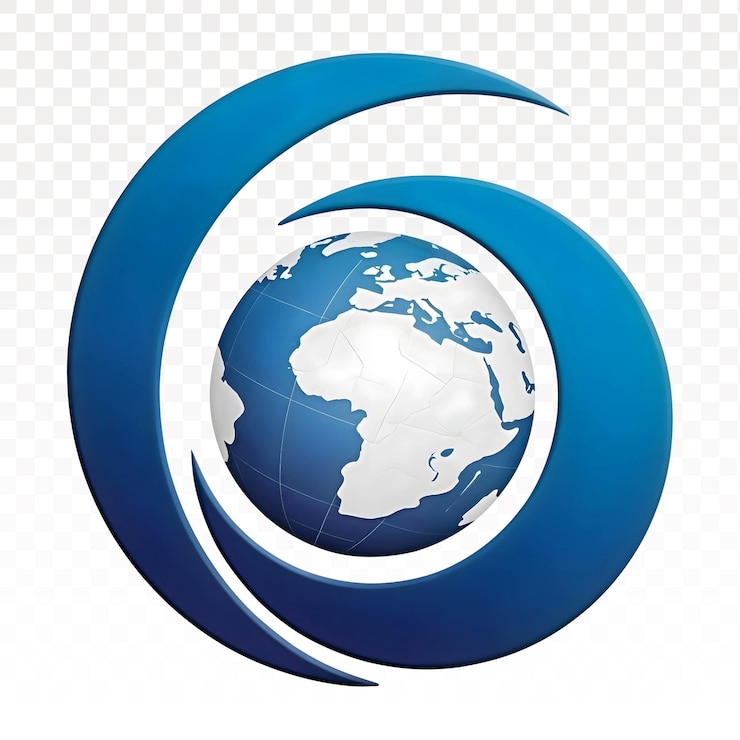PSD un globo con la palabra logotipo de la tierra en un fondo transparente
