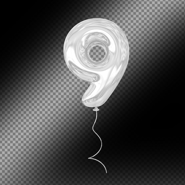 Globo plateado número 9