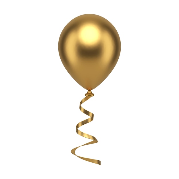 Globo premium dorado diseño aerodinámico brillante burbuja voladora de helio icono 3d realista