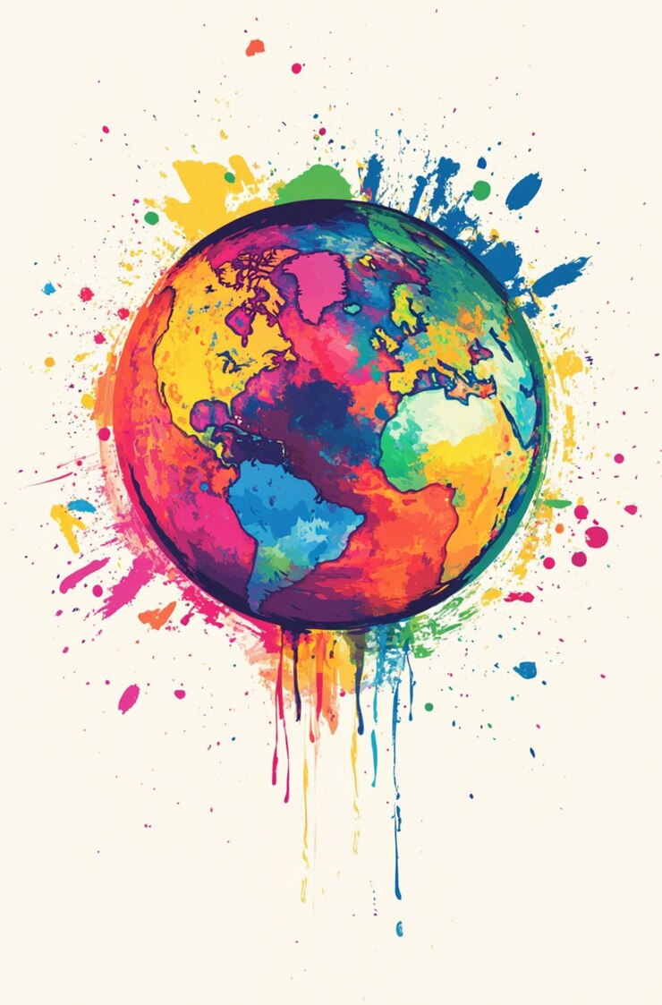 Un globo que está siendo pintado con colores vibrantes