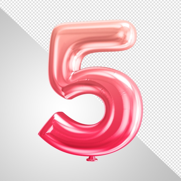 Un globo rojo con el número 5 en el medio.