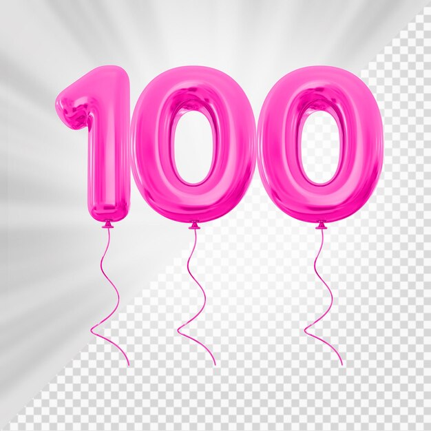 Globo rosa número 100