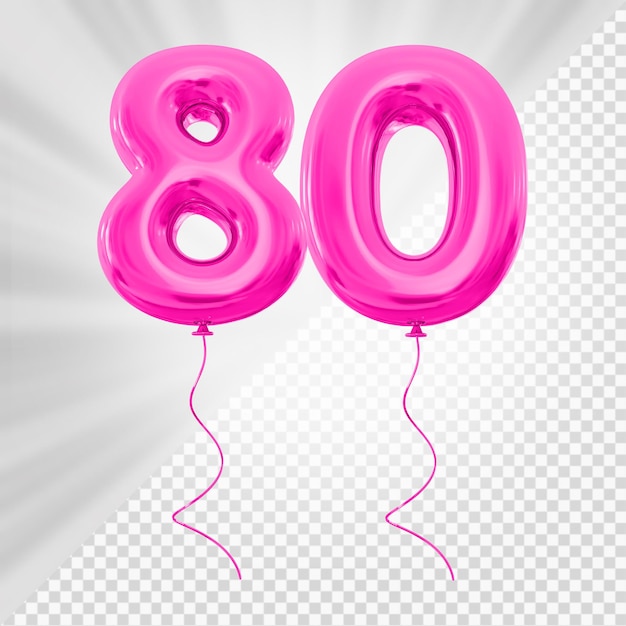 Globo rosa número 80