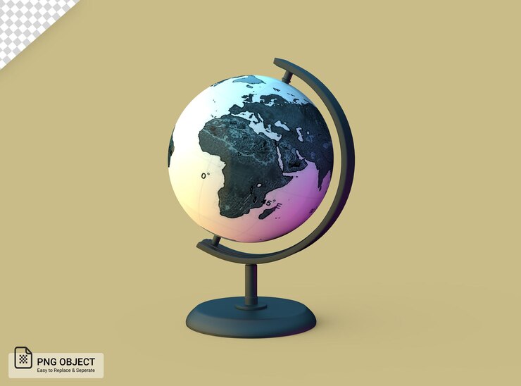 El globo terráqueo con soporte modelo 3d