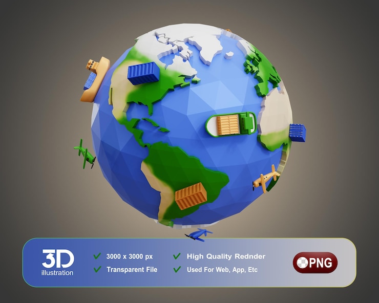 PSD globo terrestre 3d com pontos de entrega on-line, marcador de ponto de localização de pinos de rastreamento de entrega de serviços