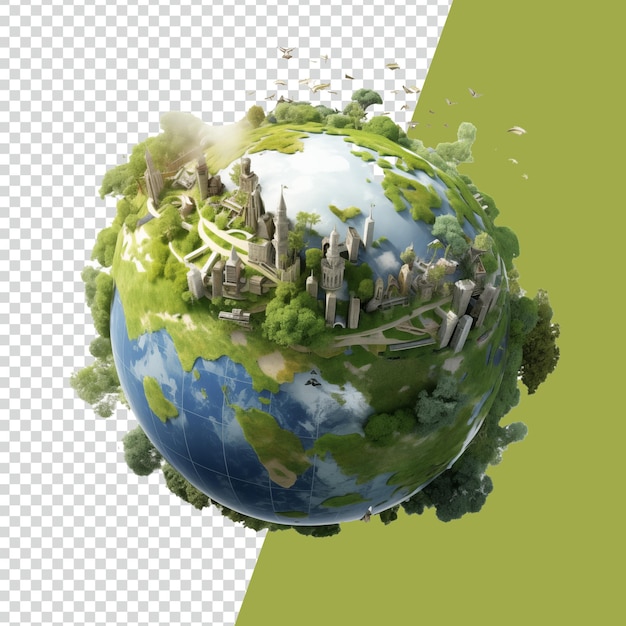 Globo de la tierra renderizado con temas de medio ambiente