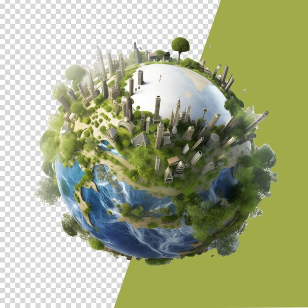 Globo de la Tierra renderizado con temas de medio ambiente