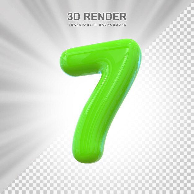 El globo verde 3D número 7