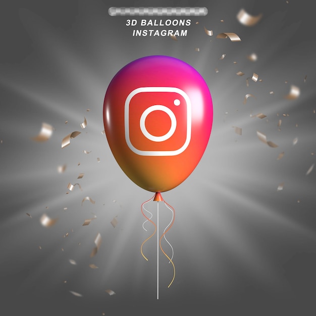 Globos 3d instagram logo redes sociales estilos