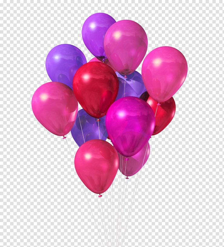 PSD globos de aire rosa 3d flotando aislado en blanco