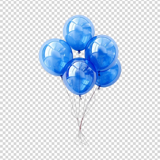 Globos azules sobre un fondo transparente