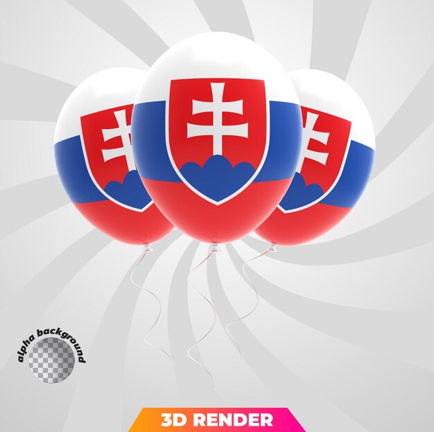 PSD globos, bandera, de, eslovaquia, 3d, interpretación