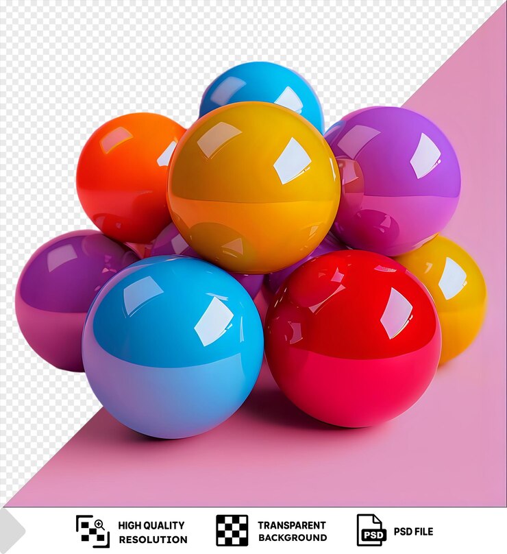 PSD los globos de colores flotan con un enroscador de bolas en el aire