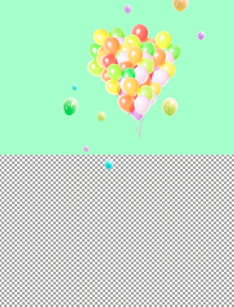 PSD globos de colores con fondo transparente renderizado 3d