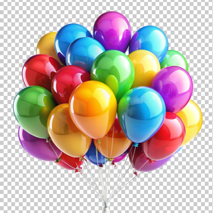 PSD globos de colores en un fondo transparente