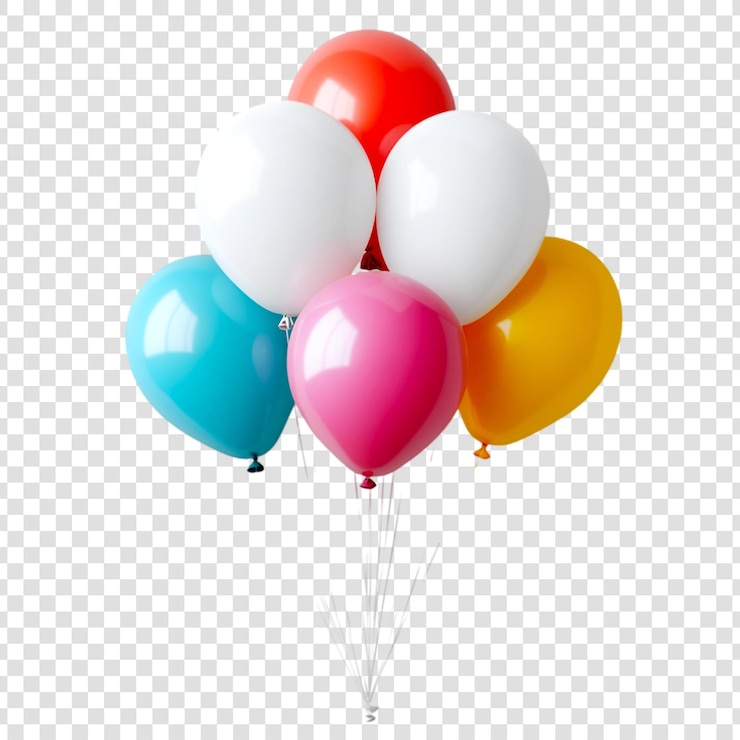 PSD los globos coloridos son una celebración de la fiesta, una fiesta alegre.