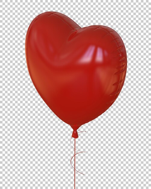 Globos de corazón en la ilustración de representación 3d de fondo transparente