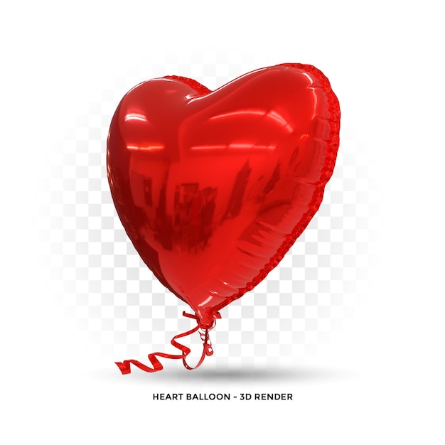 Los globos de corazón rojo voladores en 3D