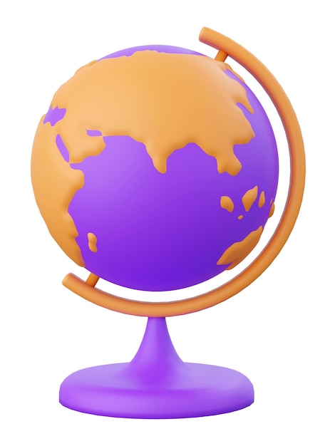 Globos educativos elementos de ilustración en 3D de los suministros escolares