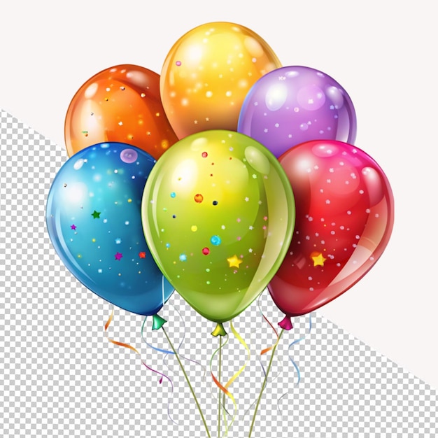 PSD globos de gas de colores sobre un fondo transparente