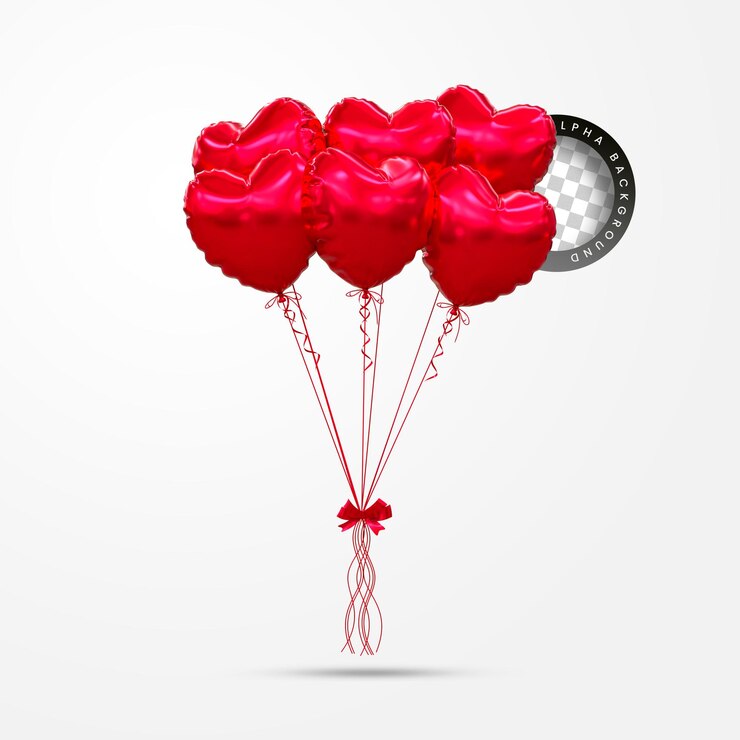 PSD globos de helio en colores pastel suaves boda del día de san valentín y globo de cumpleaños renderizado en 3d