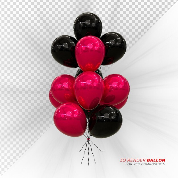 Globos de helio en colores pastel suaves boda del día de San Valentín y globo de cumpleaños renderizado en 3D