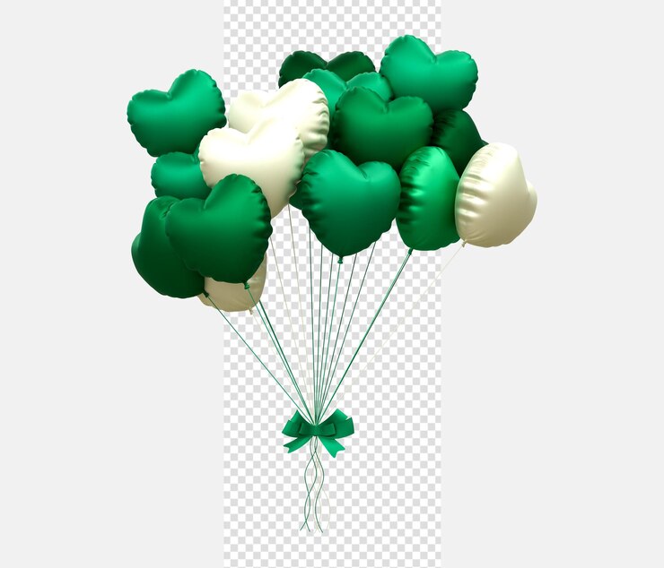 PSD globos de helio en colores pastel suaves boda del día de san valentín y globo de cumpleaños renderizado en 3d