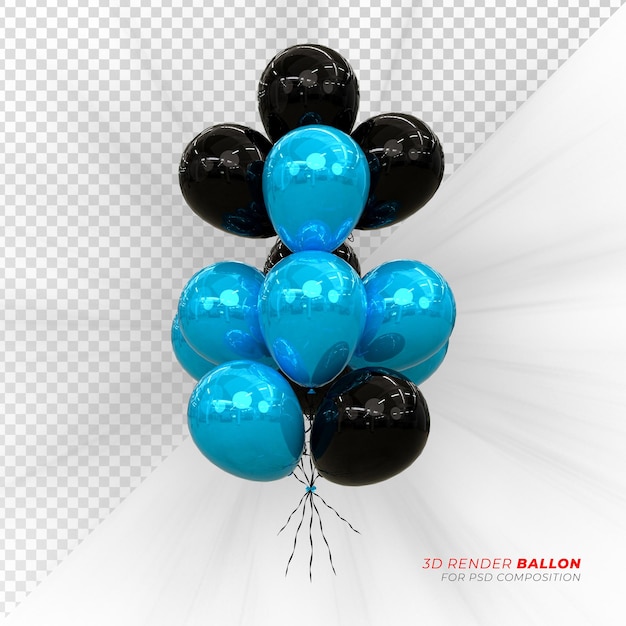 Globos de helio en colores pastel suaves boda del día de San Valentín y globo de cumpleaños renderizado en 3D