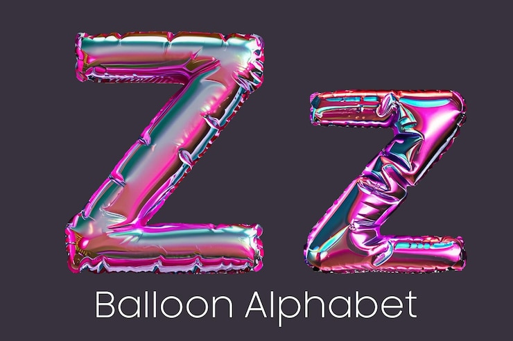 PSD globos inflables 3d cooper letras z psd transparente