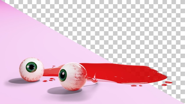 Globos oculares em uma poça de sangue para o halloween olhos humanos sangrentos 3d render