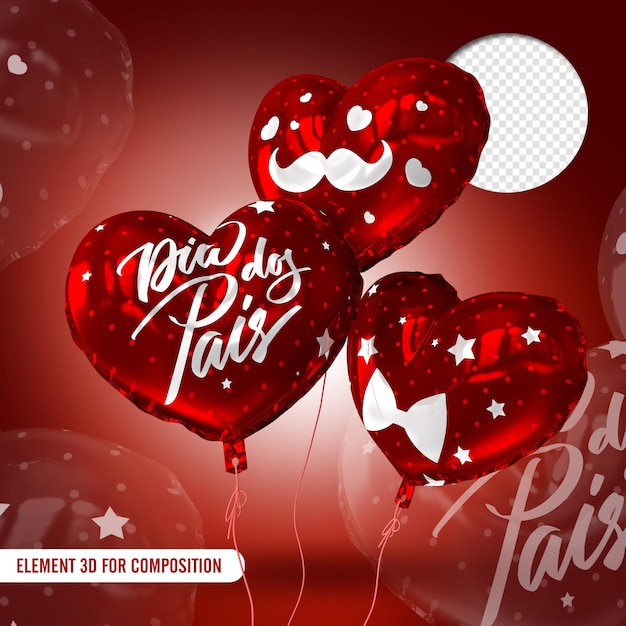 globos rojos con texto blanco y detalles