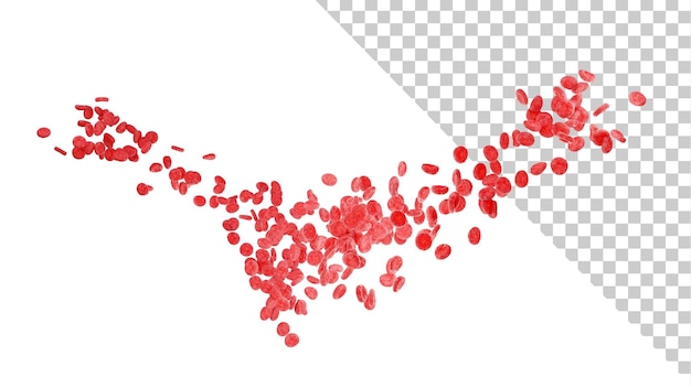 Globuli sanguigni fluttuanti in modo caotico Globuli rossi al microscopio Rendering 3D Concetto di medicina