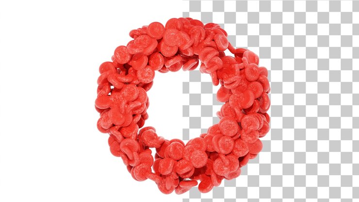 PSD glóbulos rojos en forma de círculo 3d render células sanguíneas caóticas aisladas concepto de medicina