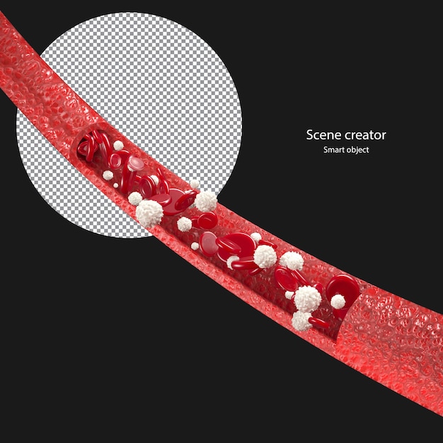 Glóbulos vermelhos 3d e vírus que fluem através do trajeto de grampeamento da veia