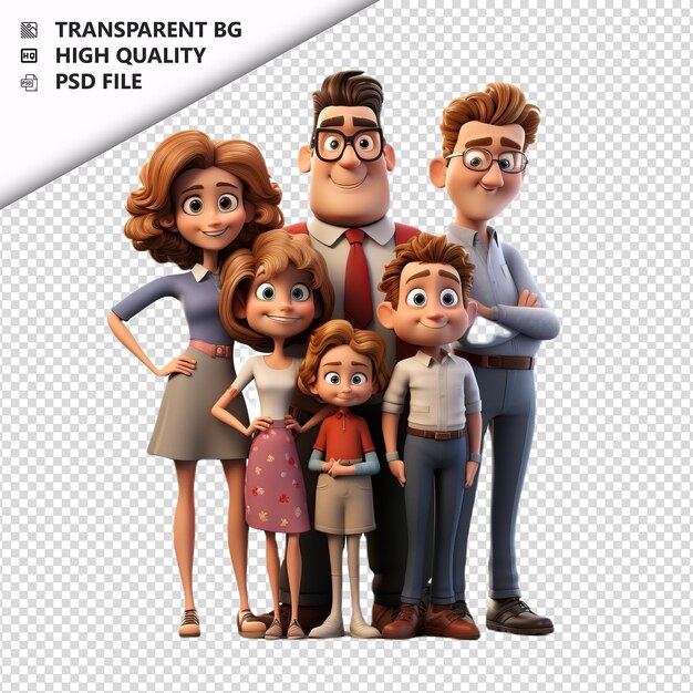 PSD gloomy american family 3d cartoon estilo fundo branco