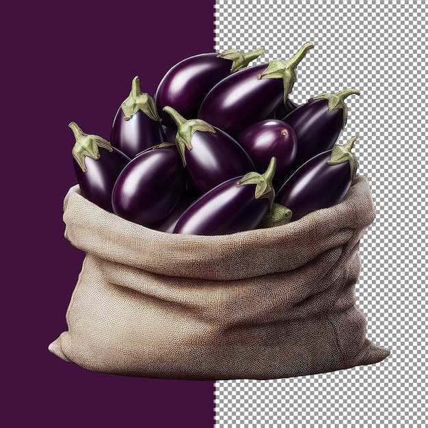 PSD glorie de l'aubergine récoltée png